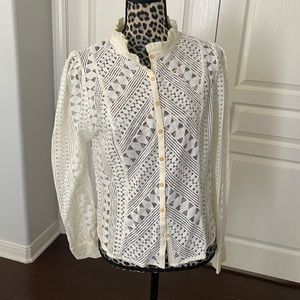 Anthropologie lace button up